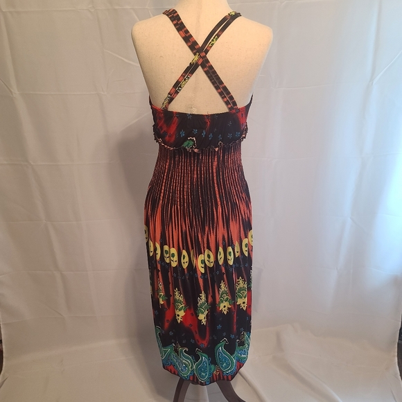 Renegade club bohemian multi colored criss crossback strap dress size small - Picture 2 of 7